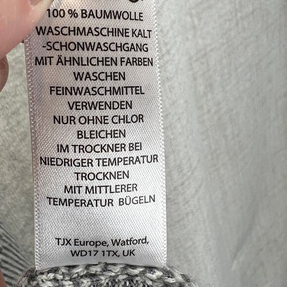 Ruby Moon Geometric Striped Open Front Long Cardigan Gray Medium Boho Drape - Picture 5 of 8